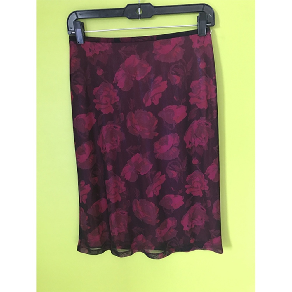 Express Straight Sheer Floral Lined Skirt XS